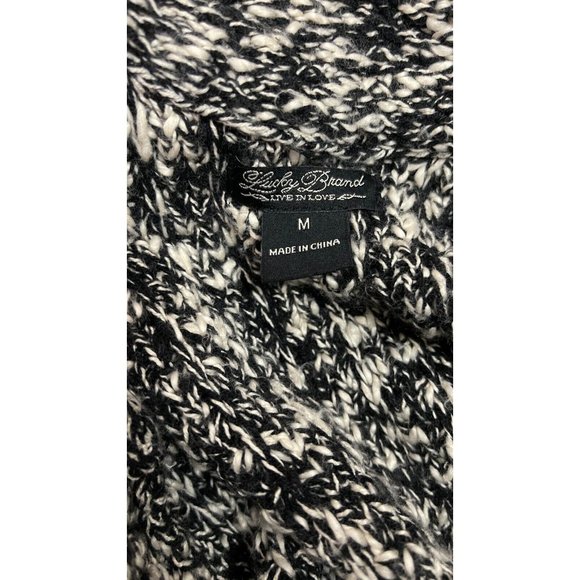 Lucky Brand Black Tweed Mackenzie Button Up Cardigan Sweater Jacket Size Medium - Picture 8 of 9